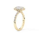 Emerald Cut 1.02 Carat Moissanite Ring – Halo and Pave Setting in Gold