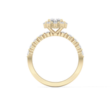 Emerald Cut 1.02 Carat Moissanite Ring – Halo and Pave Setting in Gold