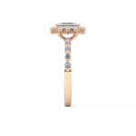 Emerald Cut 1.02 Carat Moissanite Ring – Halo and Pave Setting in Gold