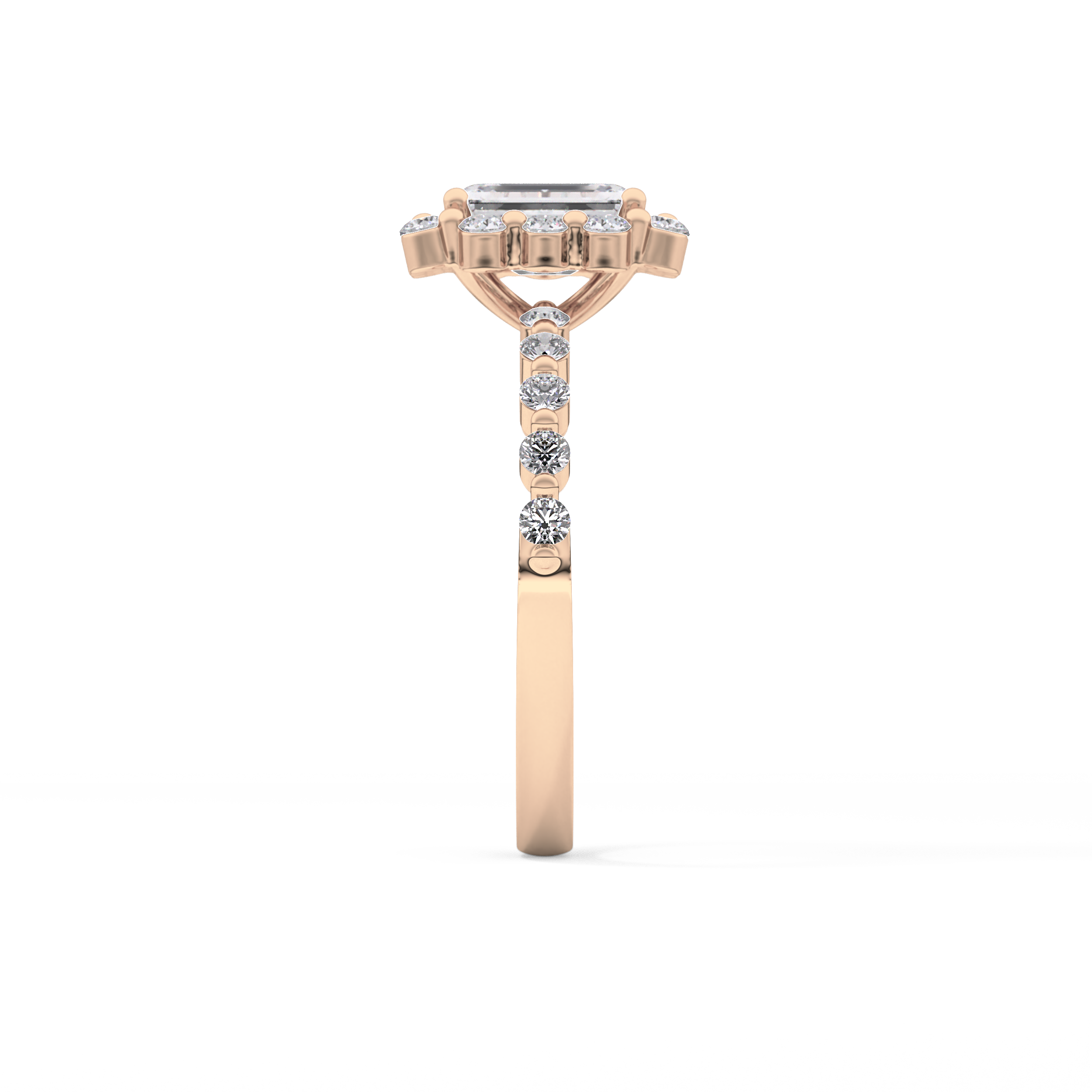 Emerald Cut 1.02 Carat Moissanite Ring – Halo and Pave Setting in Gold