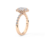 Emerald Cut 1.02 Carat Moissanite Ring – Halo and Pave Setting in Gold