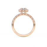 Emerald Cut 1.02 Carat Moissanite Ring – Halo and Pave Setting in Gold