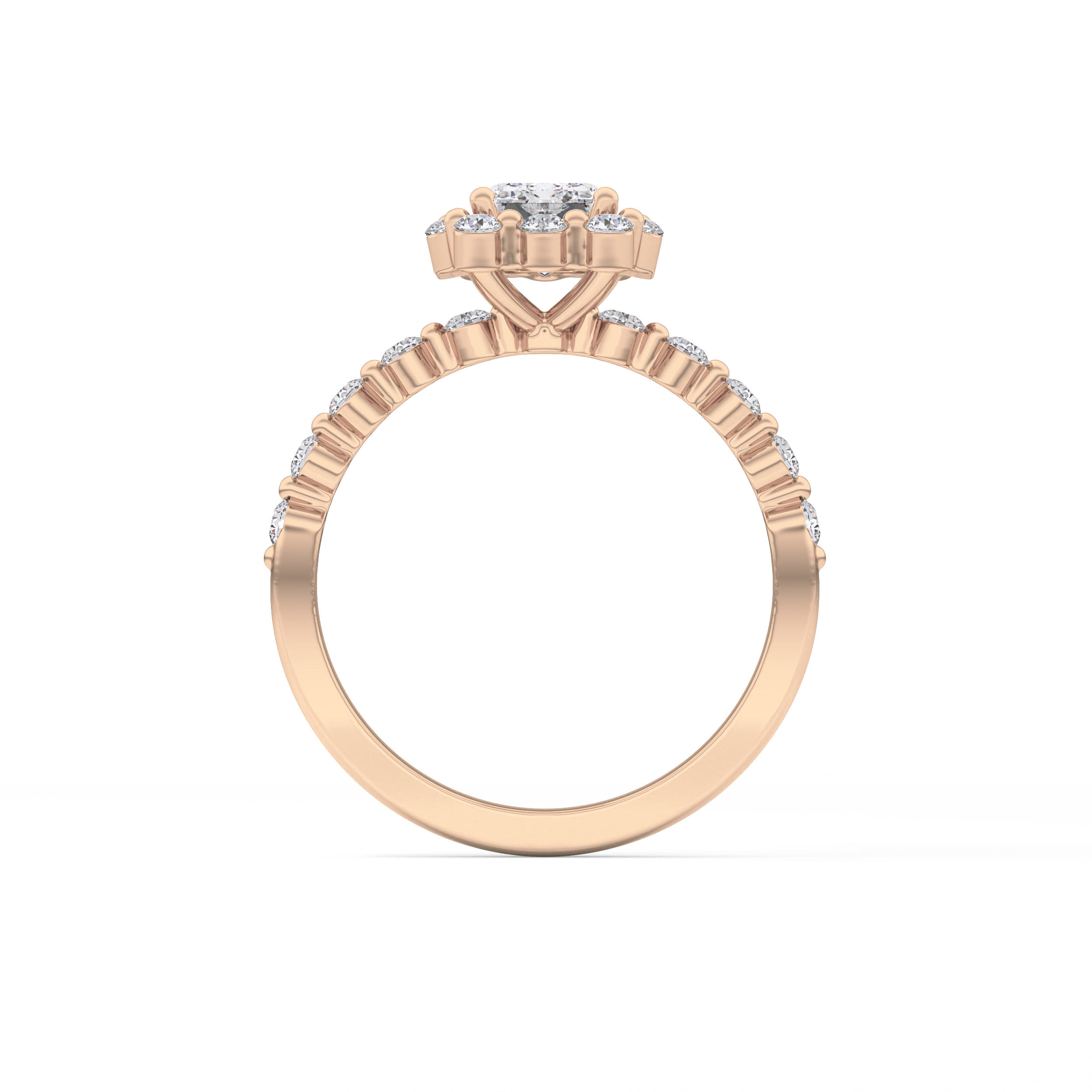 Emerald Cut 1.02 Carat Moissanite Ring – Halo and Pave Setting in Gold
