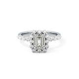 Emerald Cut 1.02 Carat Moissanite Ring – Halo and Pave Setting in Gold