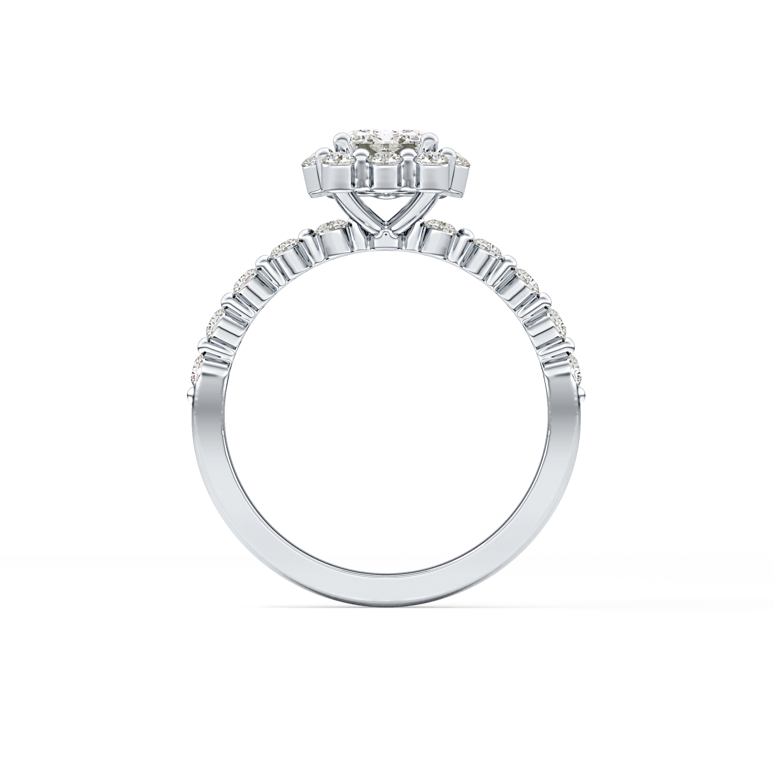 Emerald Cut 1.02 Carat Moissanite Ring – Halo and Pave Setting in Gold