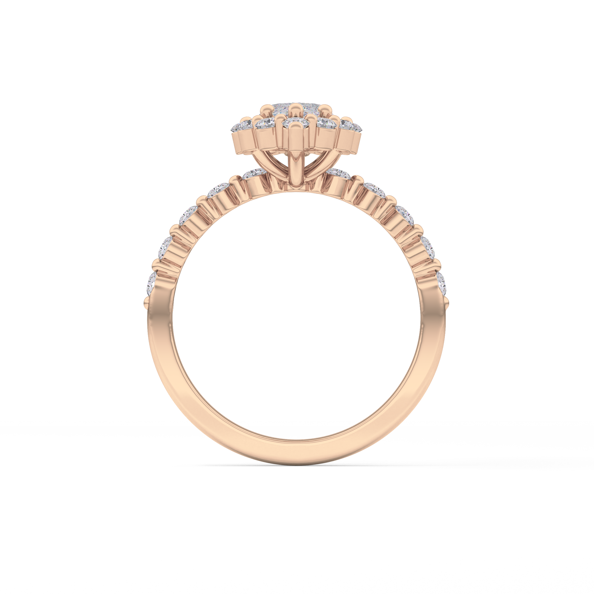 Marquise Cut 0.82 Carat Moissanite Ring – Halo and Pave Setting in Gold