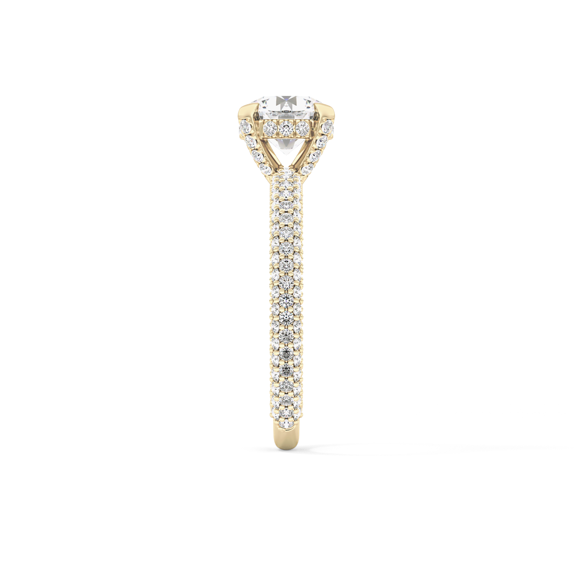 Round Cut 1.03 Carat Moissanite Ring – Halo and Pave Setting in Gold