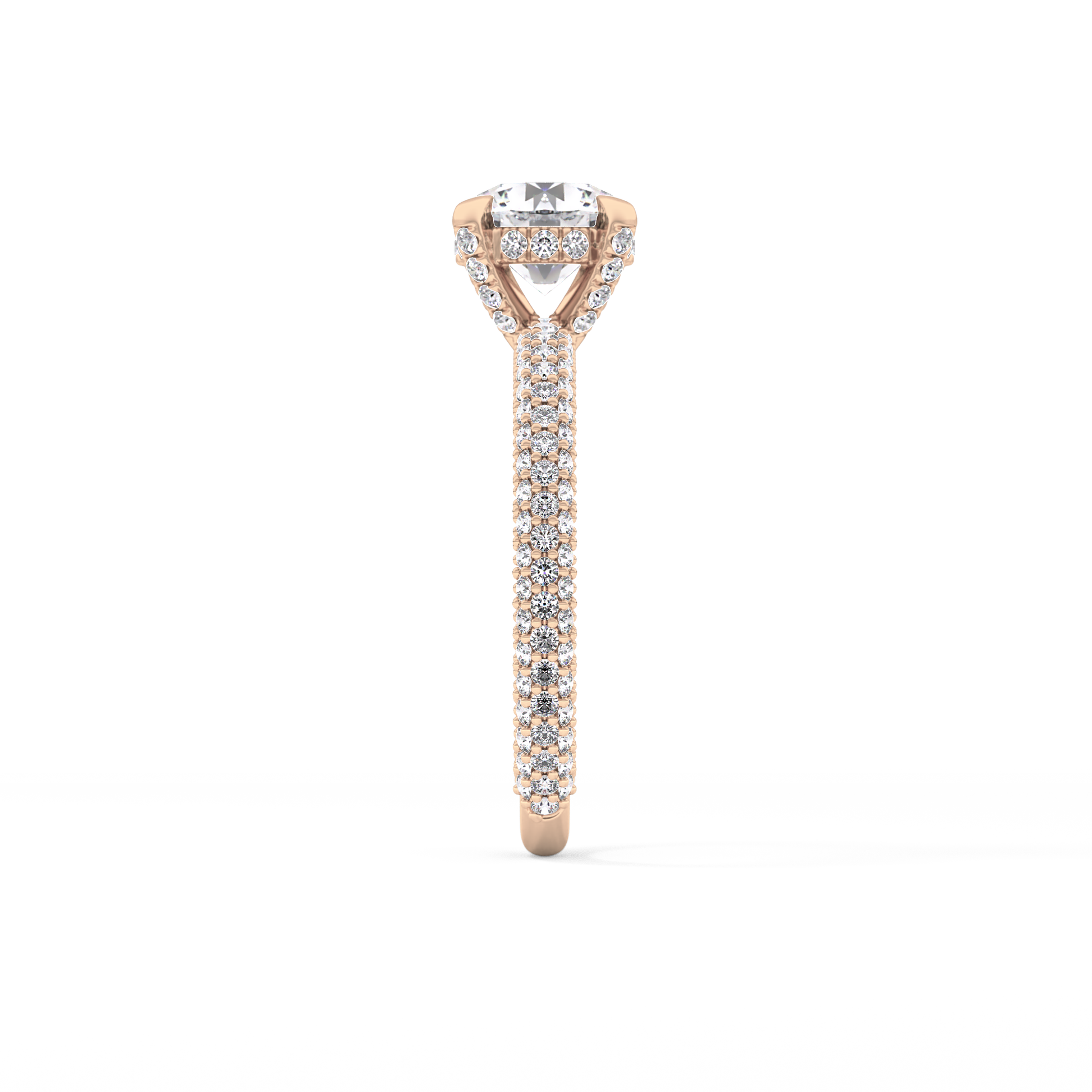 Round Cut 1.03 Carat Moissanite Ring – Halo and Pave Setting in Gold