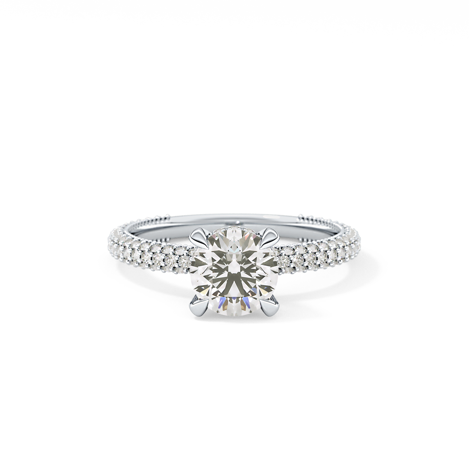 Round Cut 1.03 Carat Moissanite Ring – Halo and Pave Setting in Gold