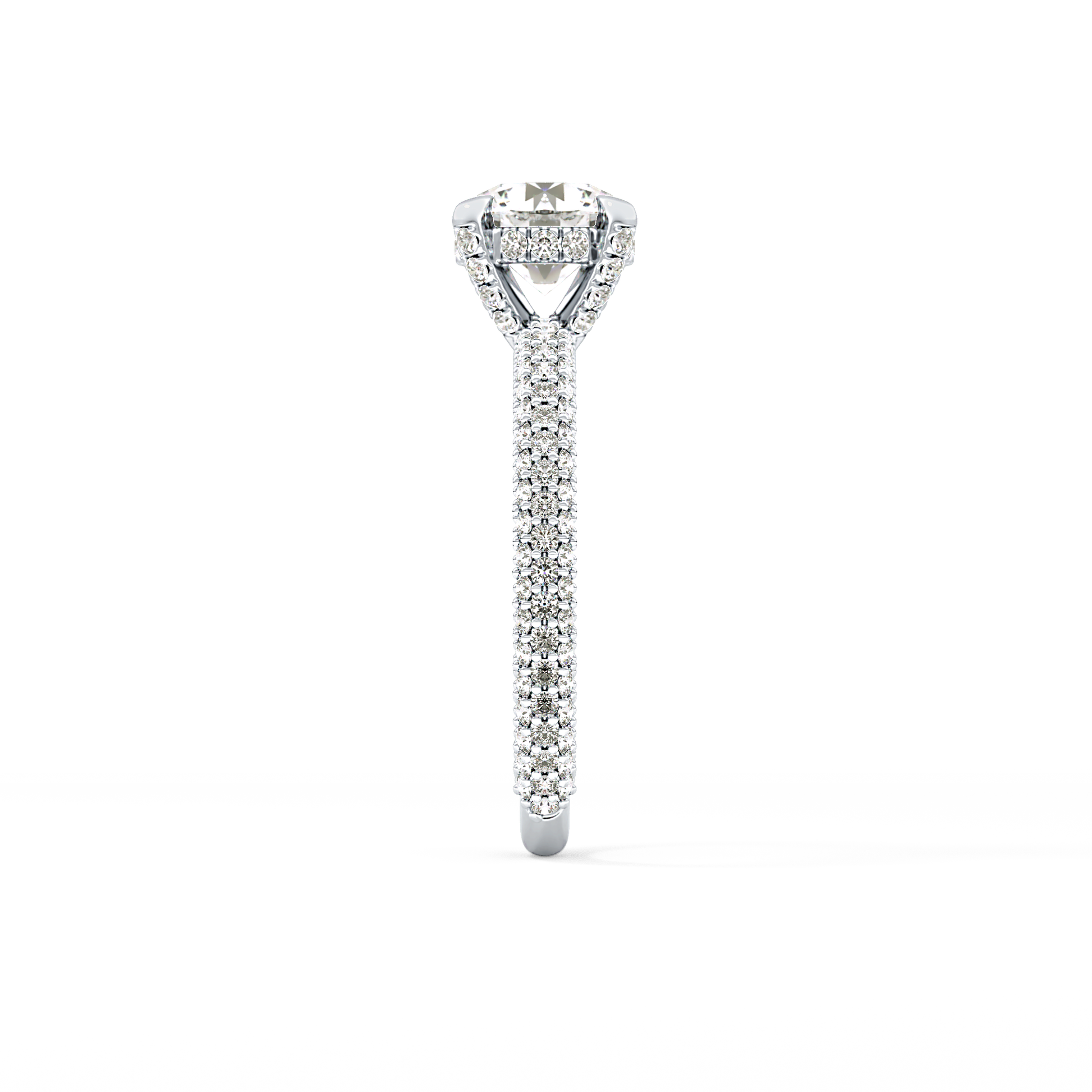Round Cut 1.03 Carat Moissanite Ring – Halo and Pave Setting in Gold