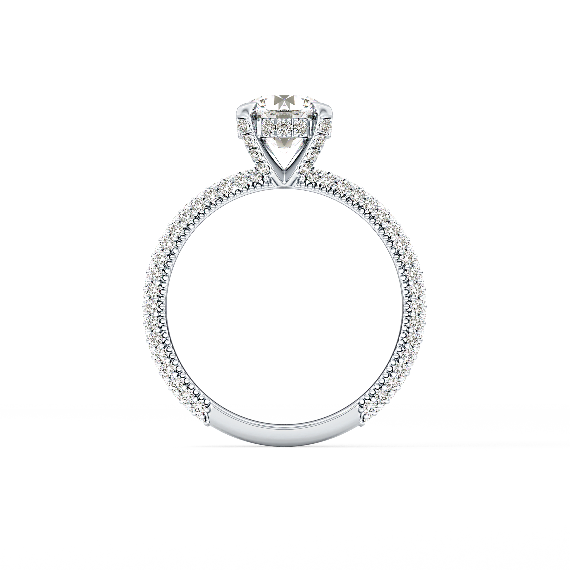Round Cut 1.03 Carat Moissanite Ring – Halo and Pave Setting in Gold