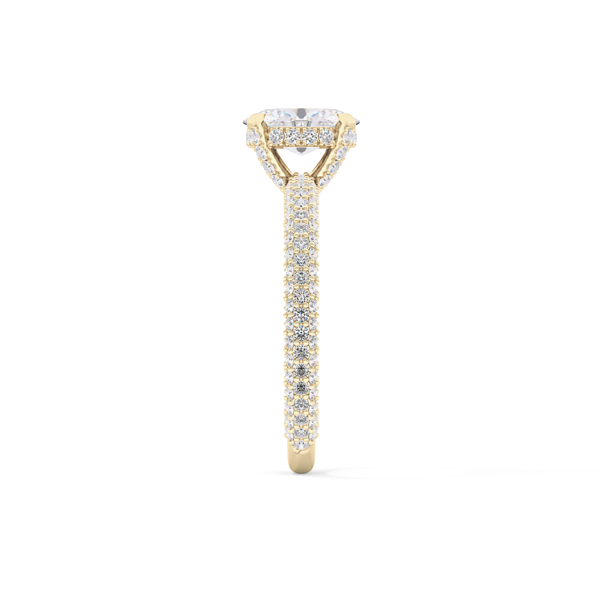 Oval Cut 0.83 Carat Moissanite Ring – Hidden Halo and Pave Setting in Gold