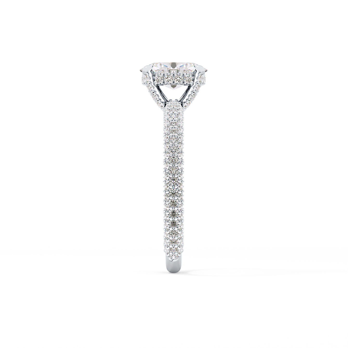 Oval Cut 0.83 Carat Moissanite Ring – Hidden Halo and Pave Setting in Gold