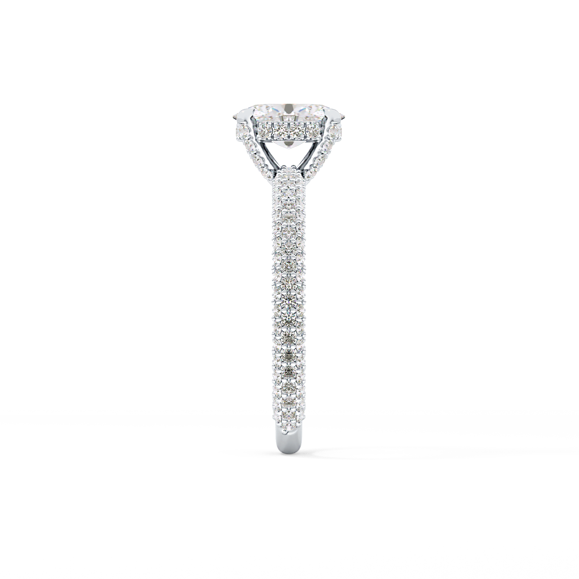 Oval Cut 0.83 Carat Moissanite Ring – Hidden Halo and Pave Setting in Gold