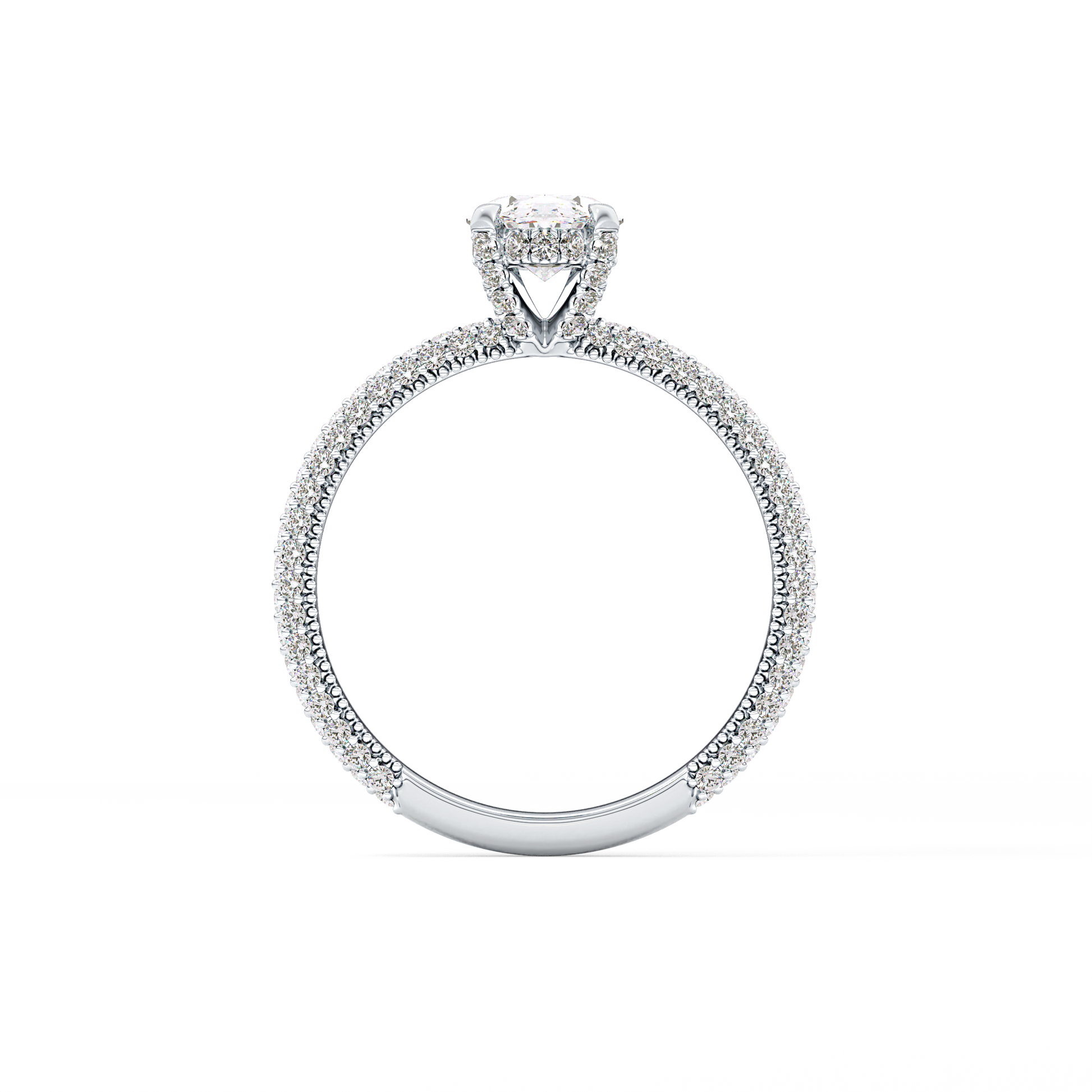Oval Cut 0.83 Carat Moissanite Ring – Hidden Halo and Pave Setting in Gold