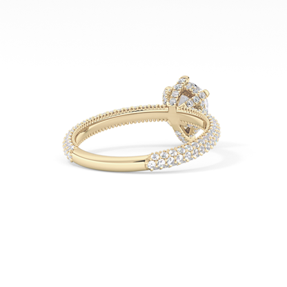 Pear Cut 0.81 Carat Moissanite Ring – Hidden Halo and Pave Setting in Gold