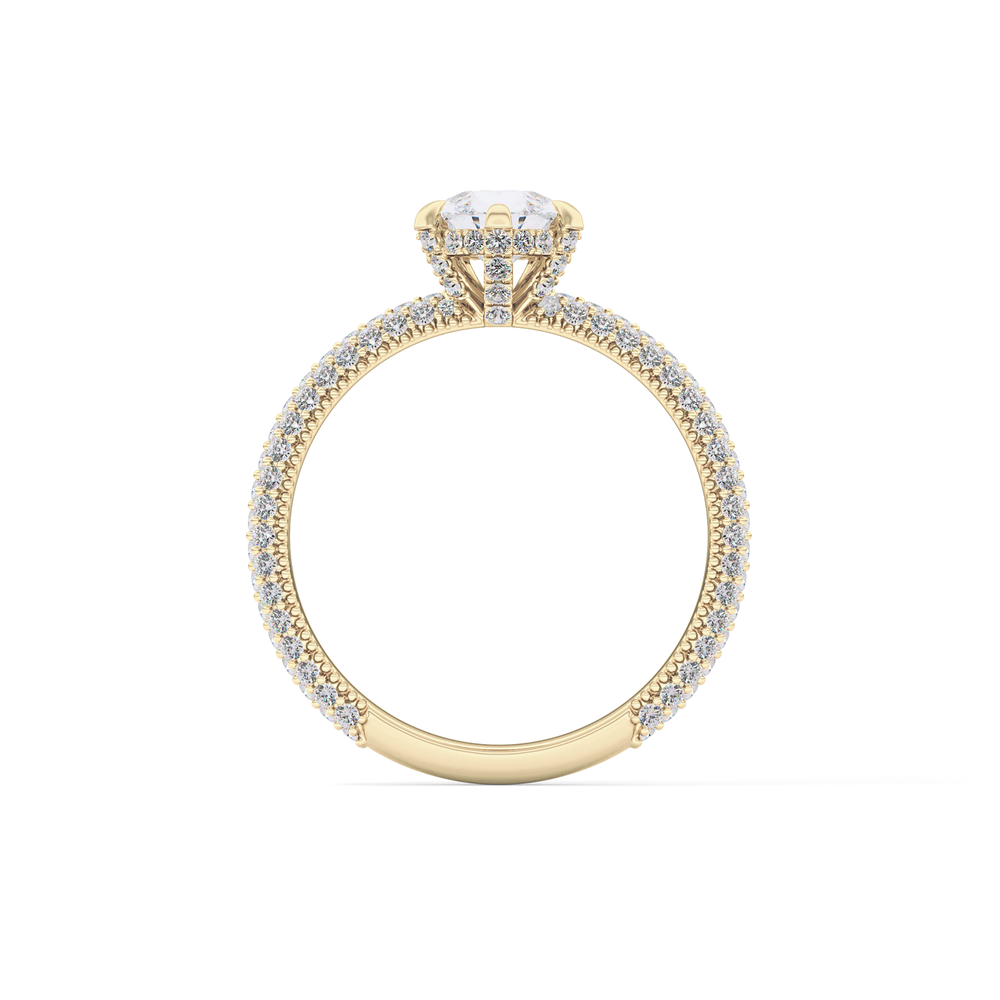 Pear Cut 0.81 Carat Moissanite Ring – Hidden Halo and Pave Setting in Gold