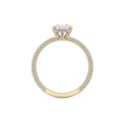 Pear Cut 0.81 Carat Moissanite Ring – Hidden Halo and Pave Setting in Gold