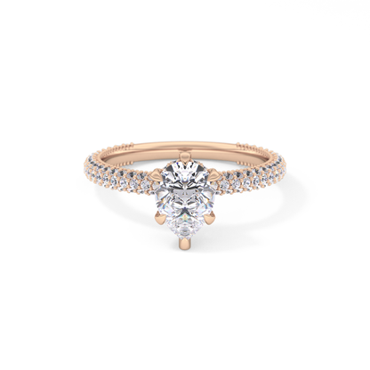 Pear Cut 0.81 Carat Moissanite Ring – Hidden Halo and Pave Setting in Gold