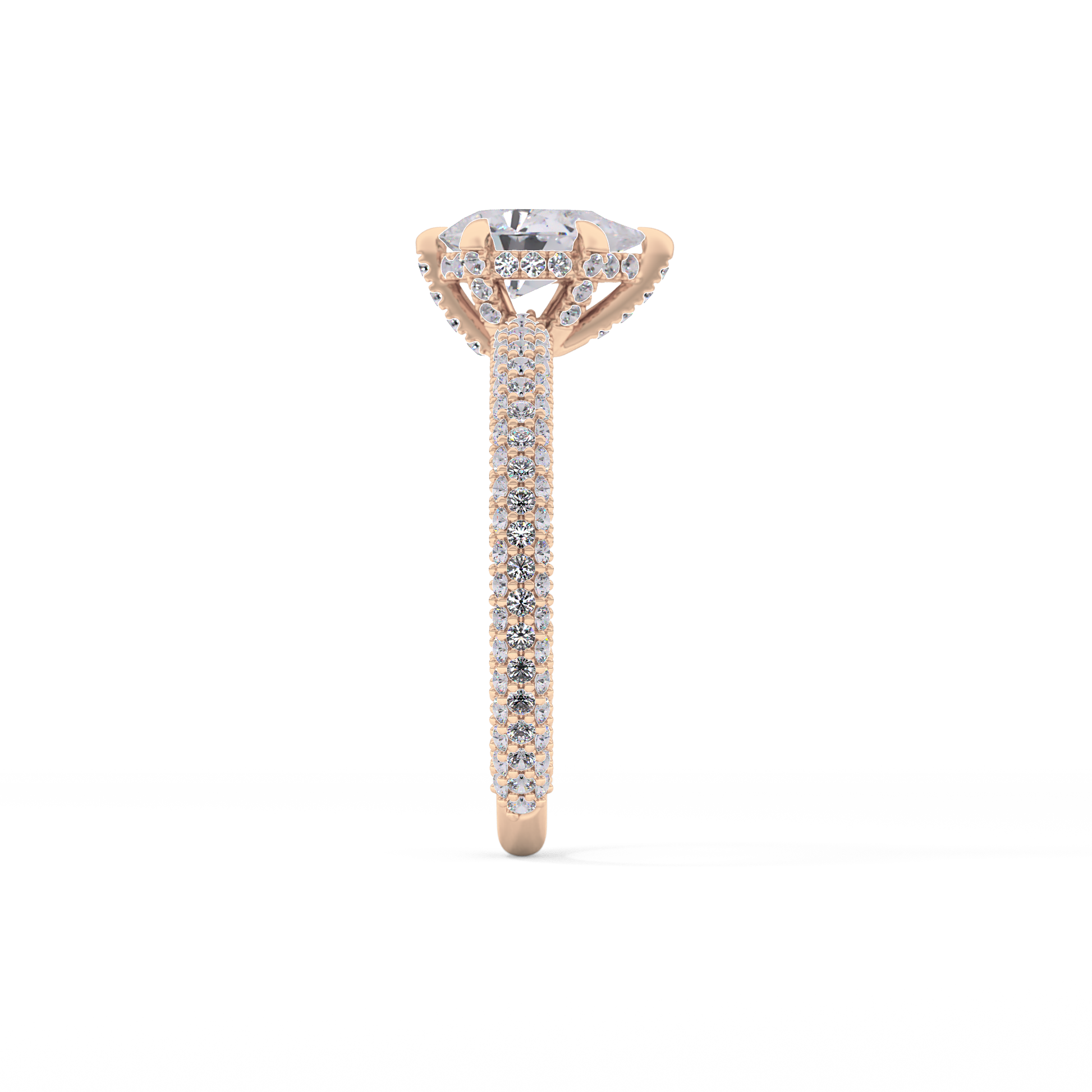 Pear Cut 0.81 Carat Moissanite Ring – Hidden Halo and Pave Setting in Gold