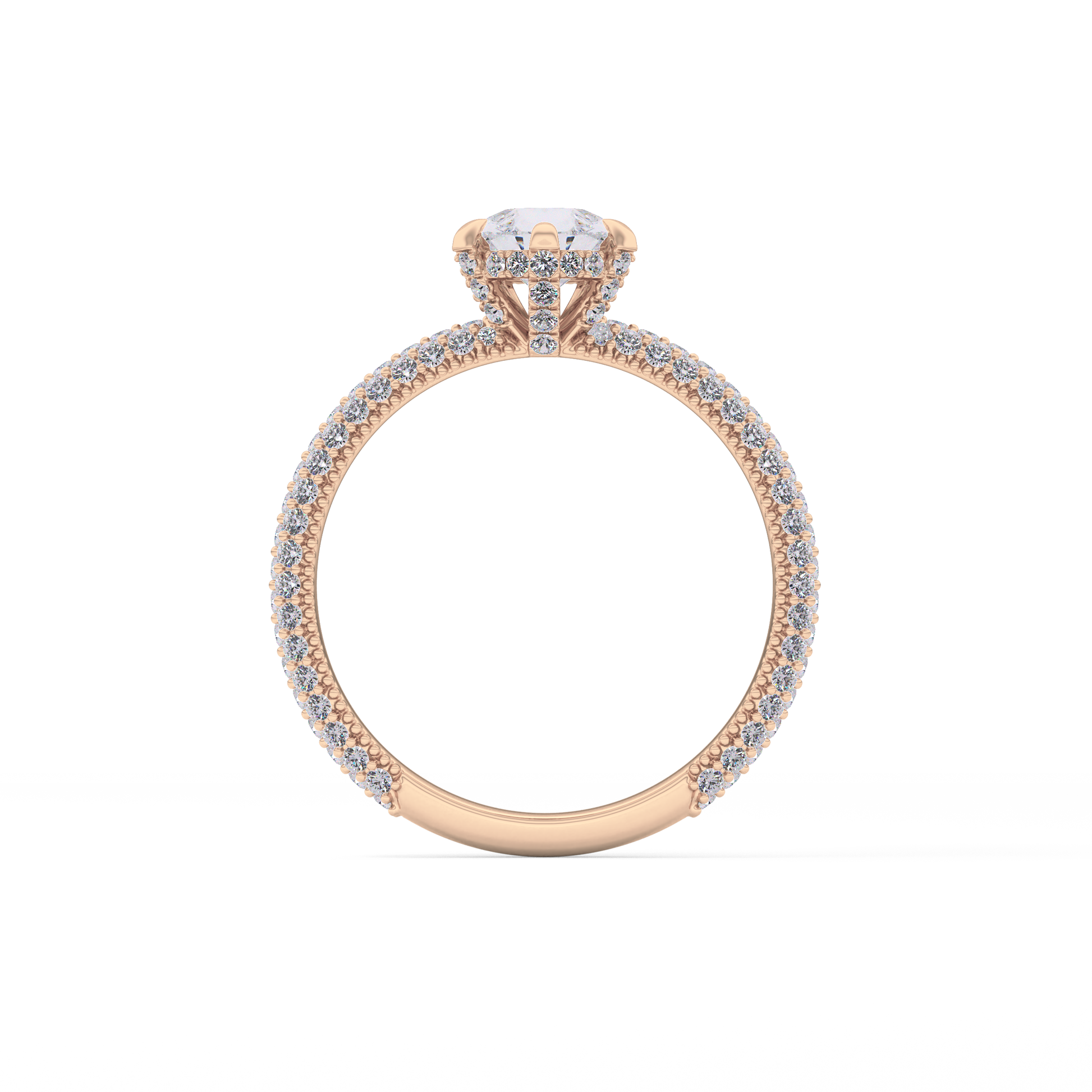 Pear Cut 0.81 Carat Moissanite Ring – Hidden Halo and Pave Setting in Gold