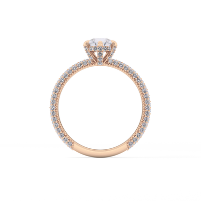 Pear Cut 0.81 Carat Moissanite Ring – Hidden Halo and Pave Setting in Gold