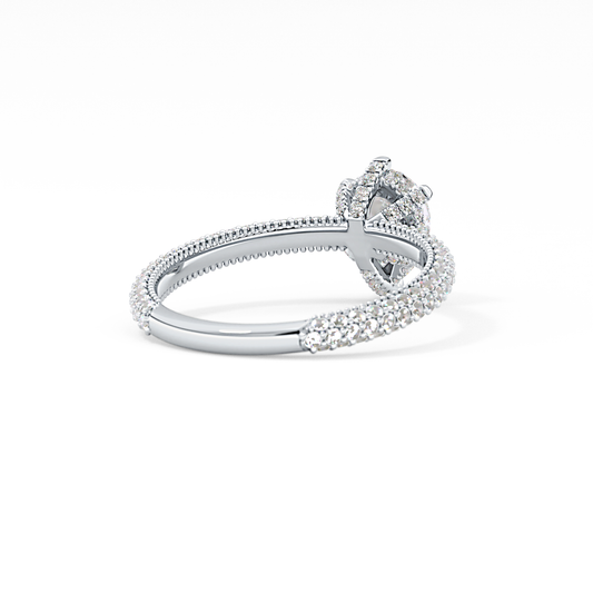 Pear Cut 0.81 Carat Moissanite Ring – Hidden Halo and Pave Setting in Gold