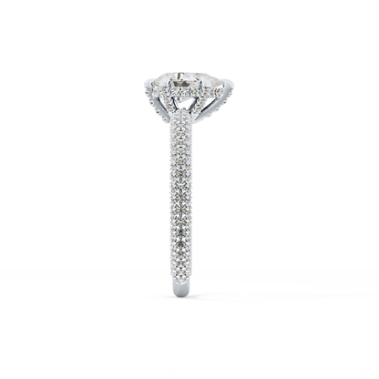 Pear Cut 0.81 Carat Moissanite Ring – Hidden Halo and Pave Setting in Gold