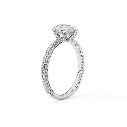 Pear Cut 0.81 Carat Moissanite Ring – Hidden Halo and Pave Setting in Gold