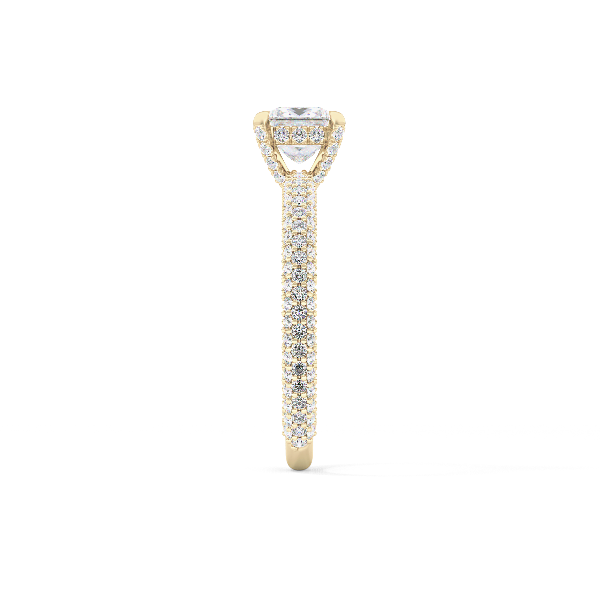 Princess Cut 0.78 Carat Moissanite Ring – Hidden Halo and Pave Setting in Gold