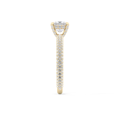 Princess Cut 0.78 Carat Moissanite Ring – Hidden Halo and Pave Setting in Gold