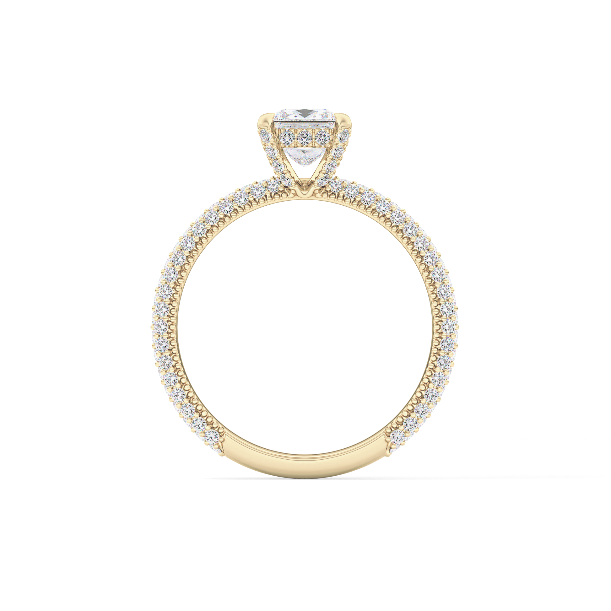 Princess Cut 0.78 Carat Moissanite Ring – Hidden Halo and Pave Setting in Gold