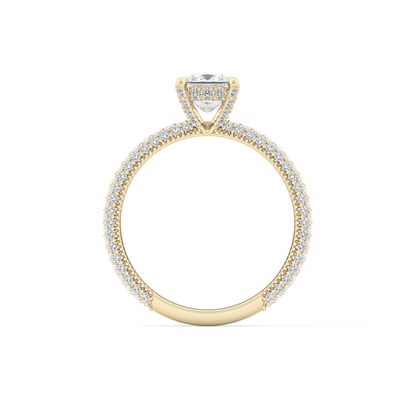 Princess Cut 0.78 Carat Moissanite Ring – Hidden Halo and Pave Setting in Gold