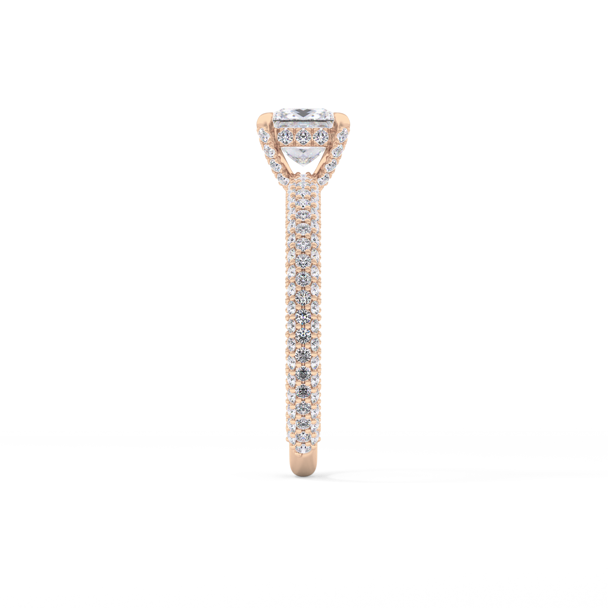 Princess Cut 0.78 Carat Moissanite Ring – Hidden Halo and Pave Setting in Gold