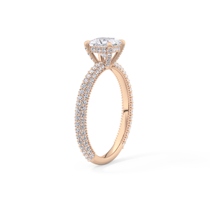 Princess Cut 0.78 Carat Moissanite Ring – Hidden Halo and Pave Setting in Gold