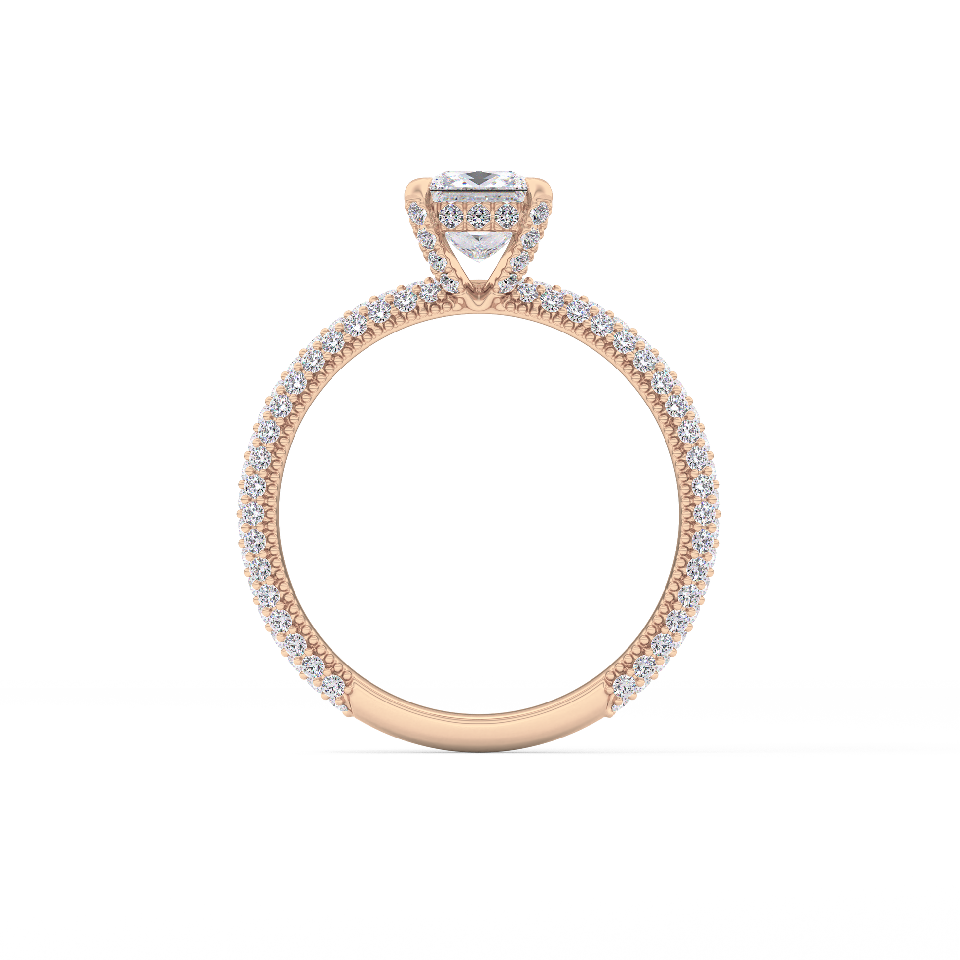 Princess Cut 0.78 Carat Moissanite Ring – Hidden Halo and Pave Setting in Gold
