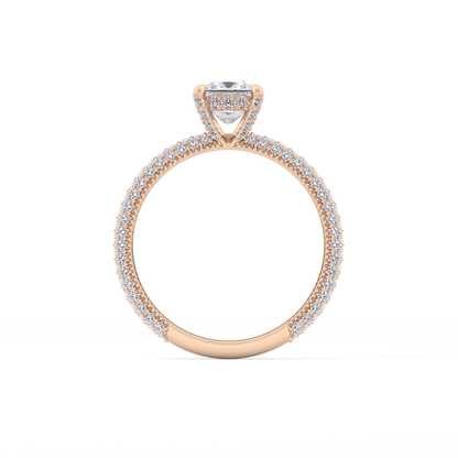 Princess Cut 0.78 Carat Moissanite Ring – Hidden Halo and Pave Setting in Gold