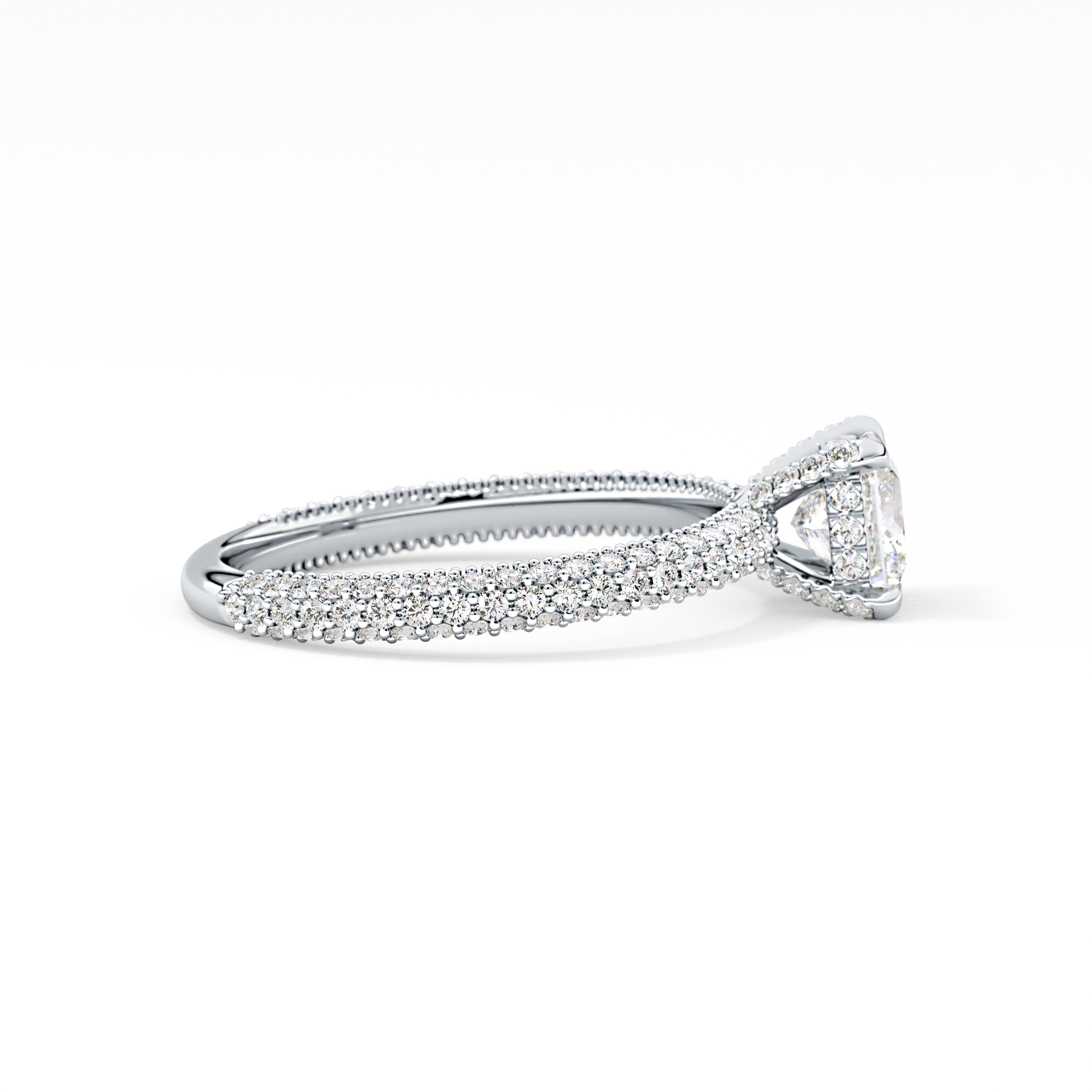Princess Cut 0.78 Carat Moissanite Ring – Hidden Halo and Pave Setting in Gold
