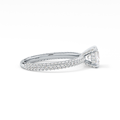 Princess Cut 0.78 Carat Moissanite Ring – Hidden Halo and Pave Setting in Gold