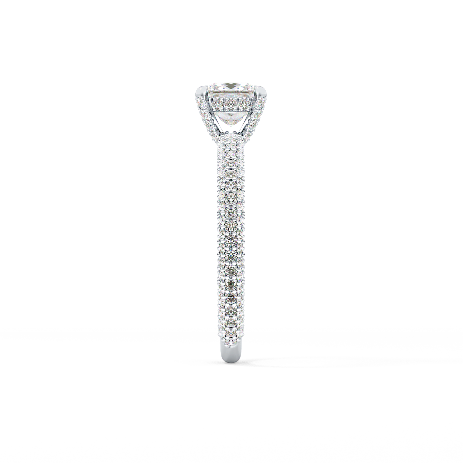 Princess Cut 0.78 Carat Moissanite Ring – Hidden Halo and Pave Setting in Gold