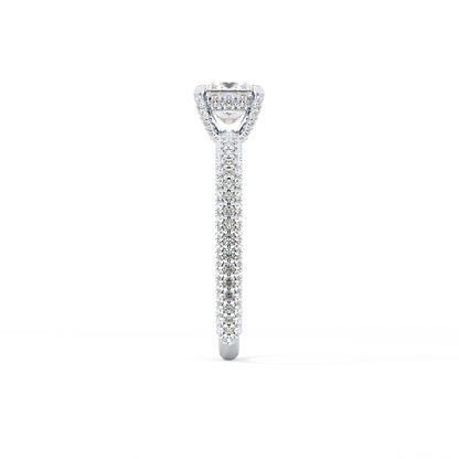 Princess Cut 0.78 Carat Moissanite Ring – Hidden Halo and Pave Setting in Gold
