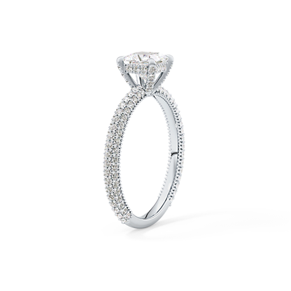 Princess Cut 0.78 Carat Moissanite Ring – Hidden Halo and Pave Setting in Gold