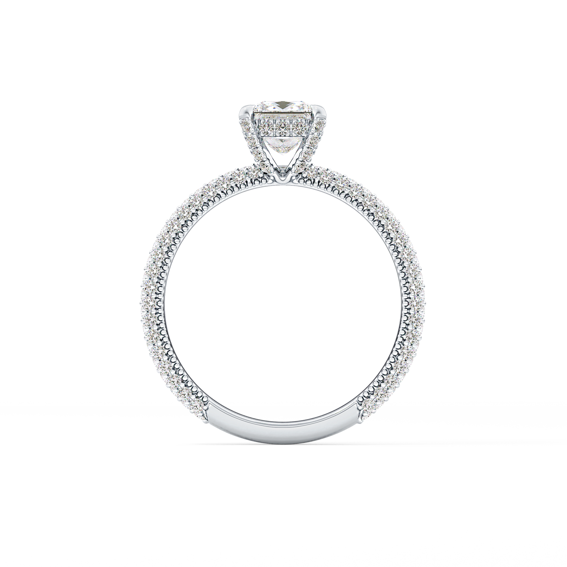 Princess Cut 0.78 Carat Moissanite Ring – Hidden Halo and Pave Setting in Gold