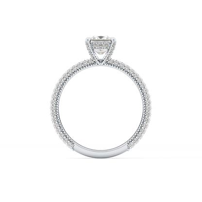 Princess Cut 0.78 Carat Moissanite Ring – Hidden Halo and Pave Setting in Gold