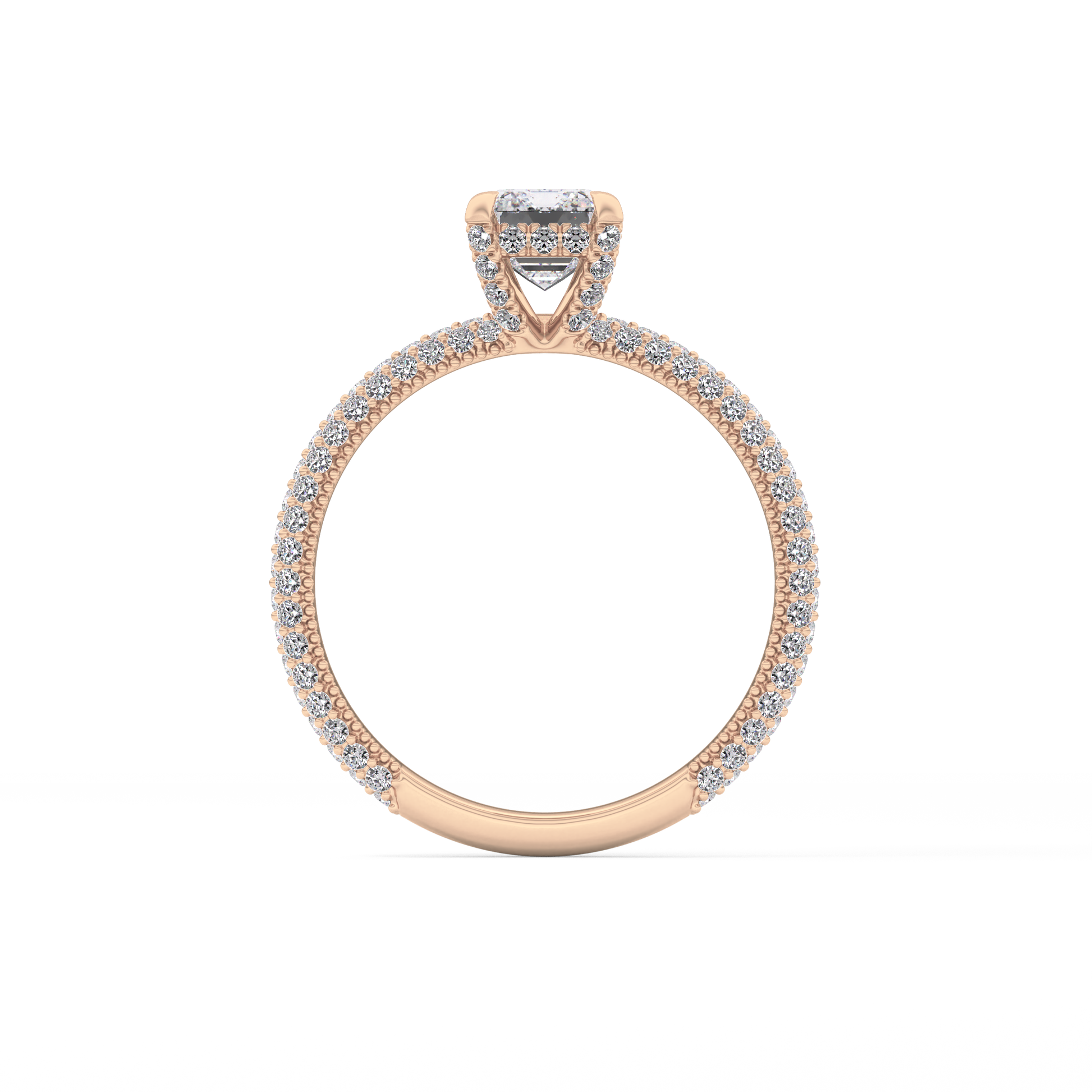 Emerald Cut 1.12 Carat Moissanite Ring – Hidden Halo and Pave Setting in Gold