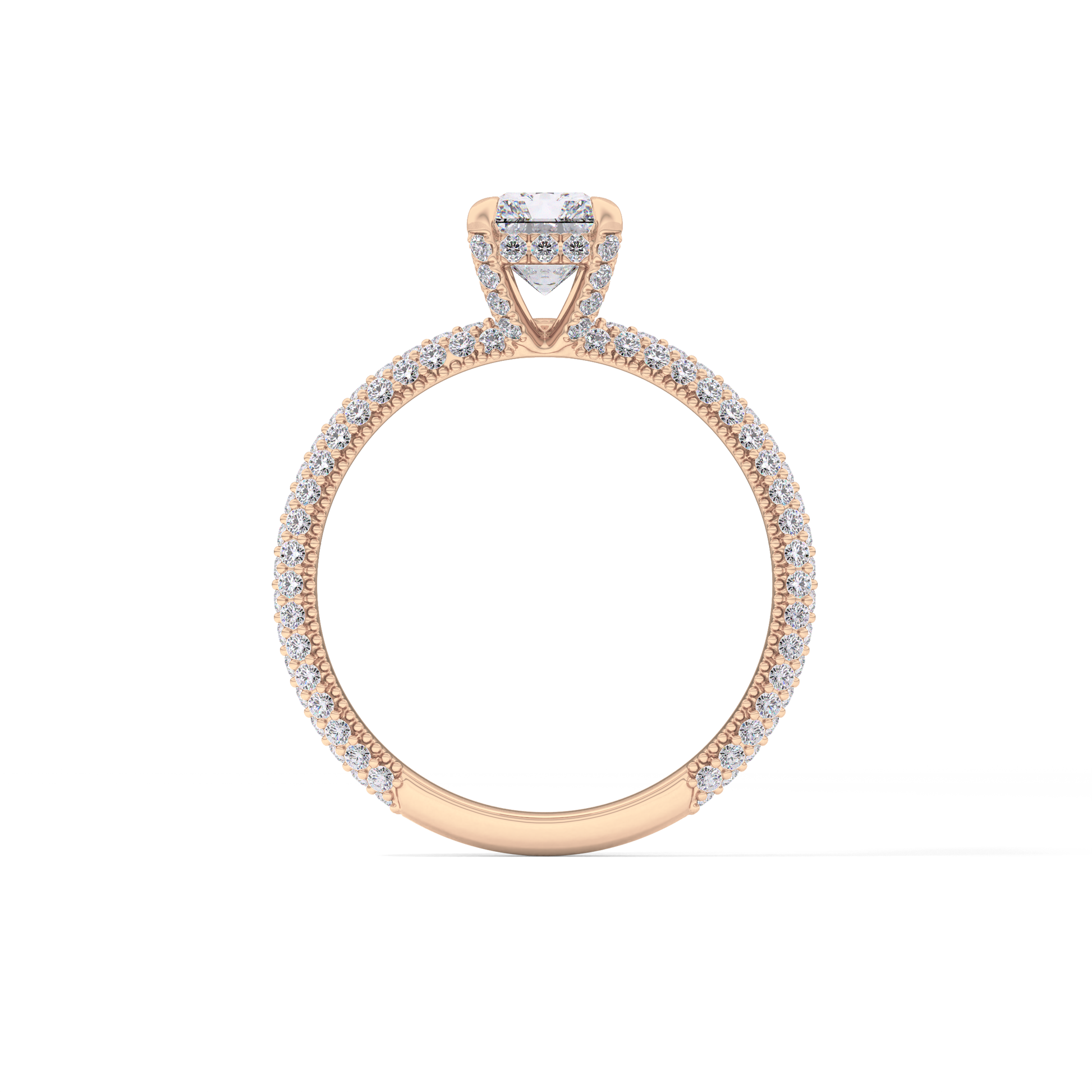 Radiant Cut 1.33 Carat Moissanite Ring – Hidden Halo and Pave Setting in Gold