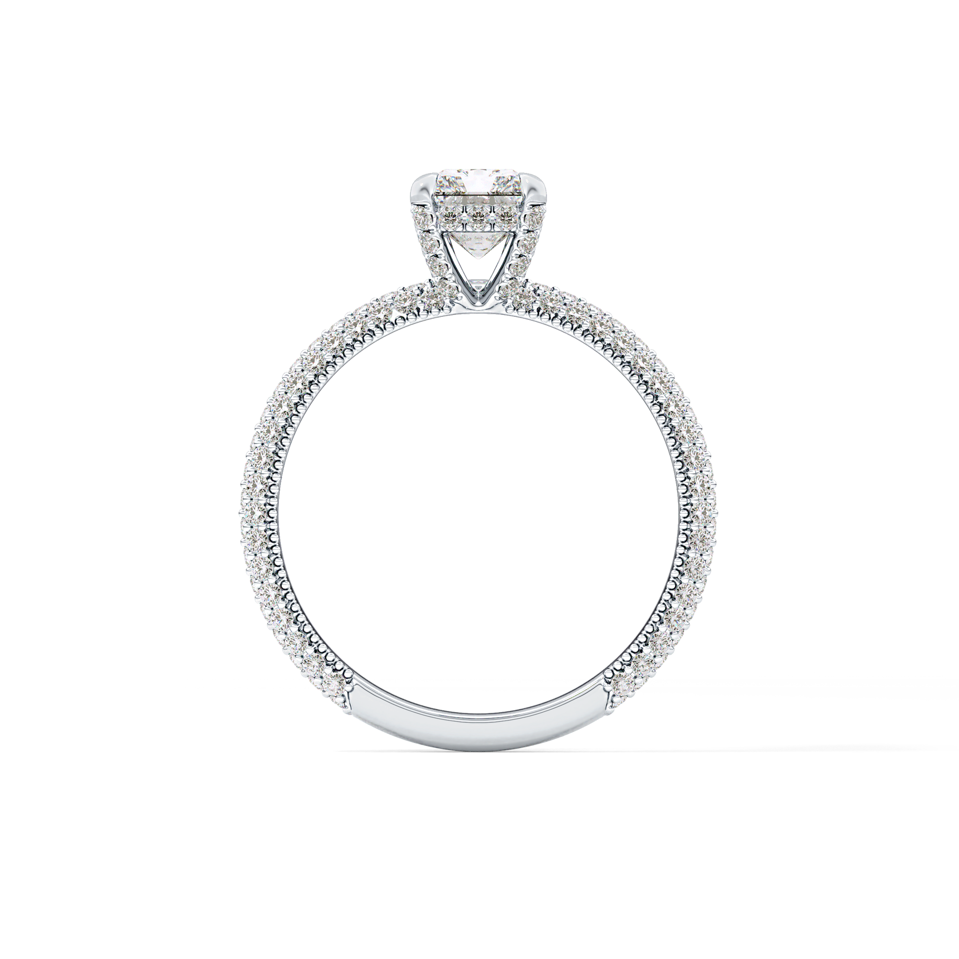 Radiant Cut 1.33 Carat Moissanite Ring – Hidden Halo and Pave Setting in Gold
