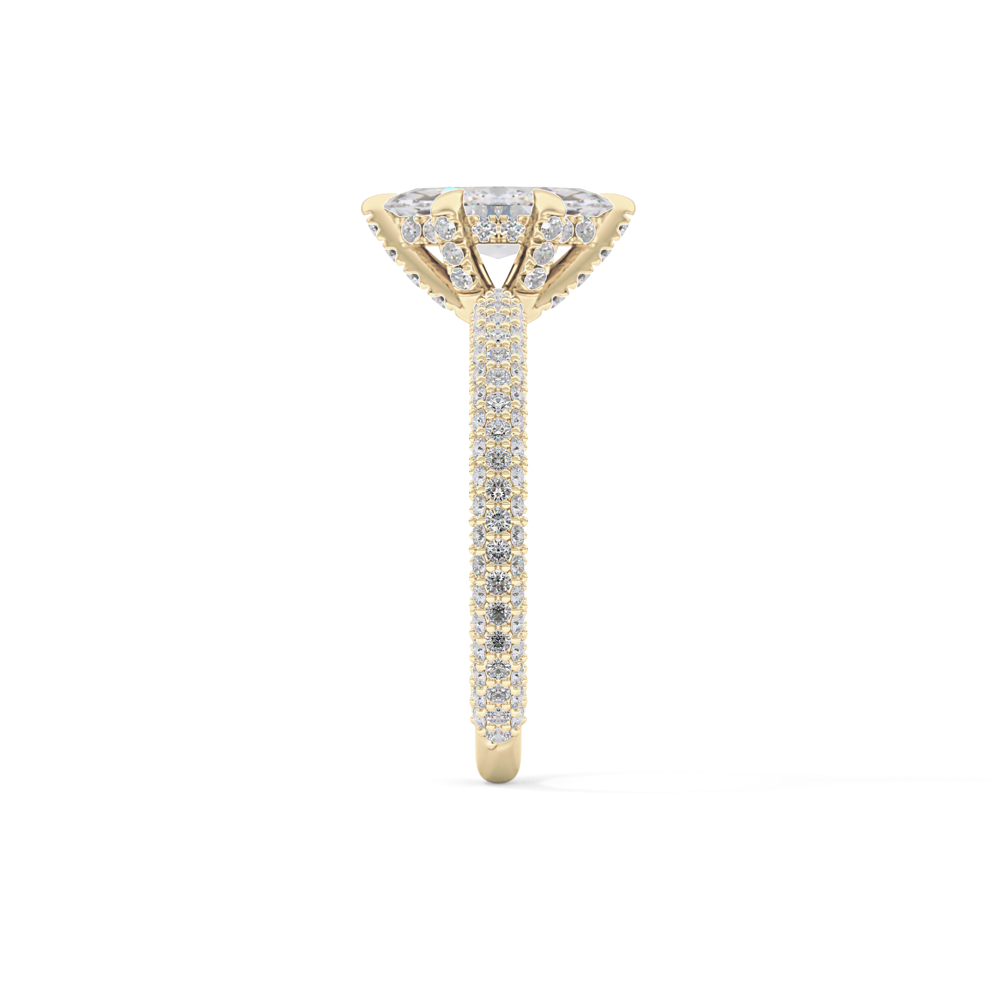 Marquise Cut 0.82 Carat Moissanite Ring – Hidden Halo and Pave Setting in Gold