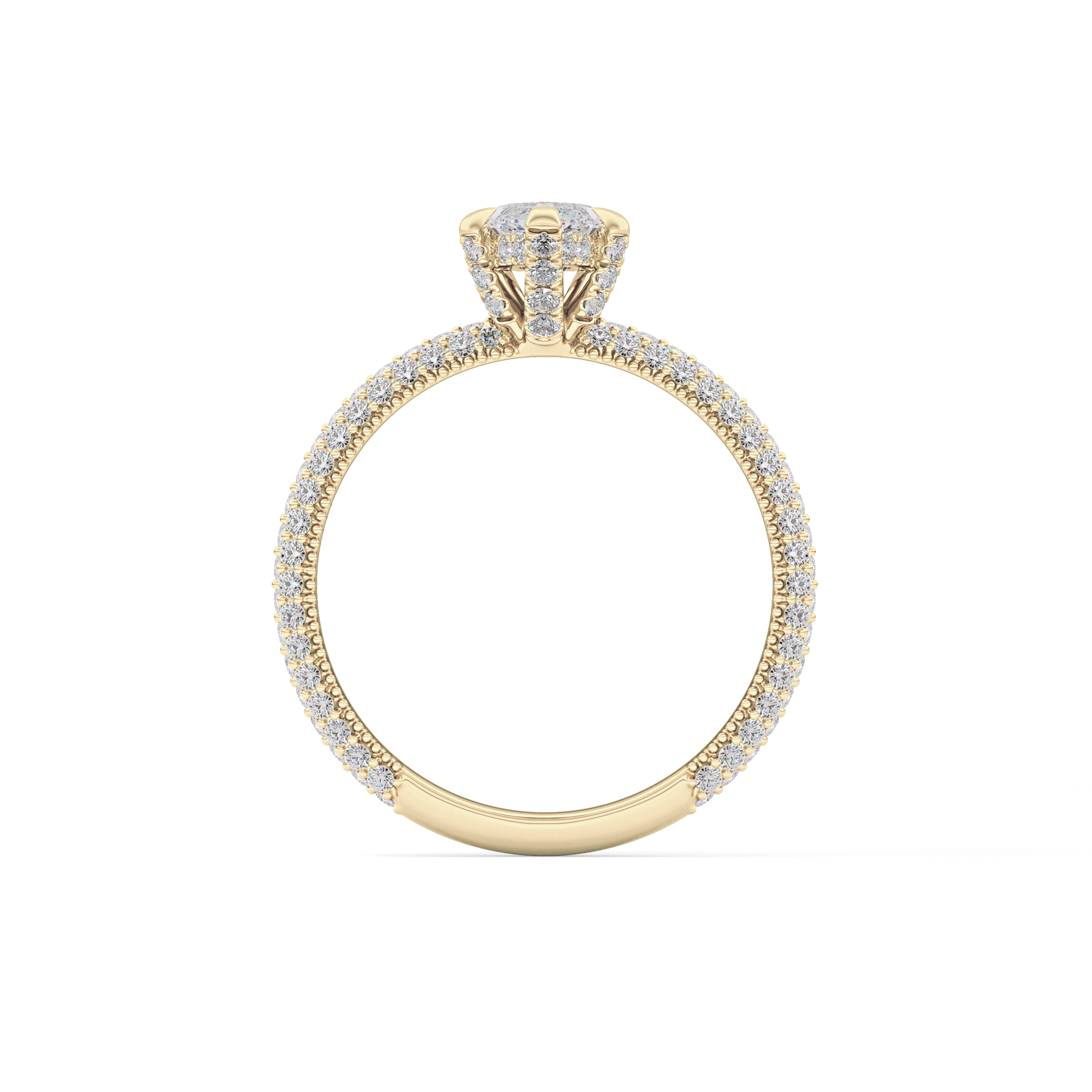 Marquise Cut 0.82 Carat Moissanite Ring – Hidden Halo and Pave Setting in Gold
