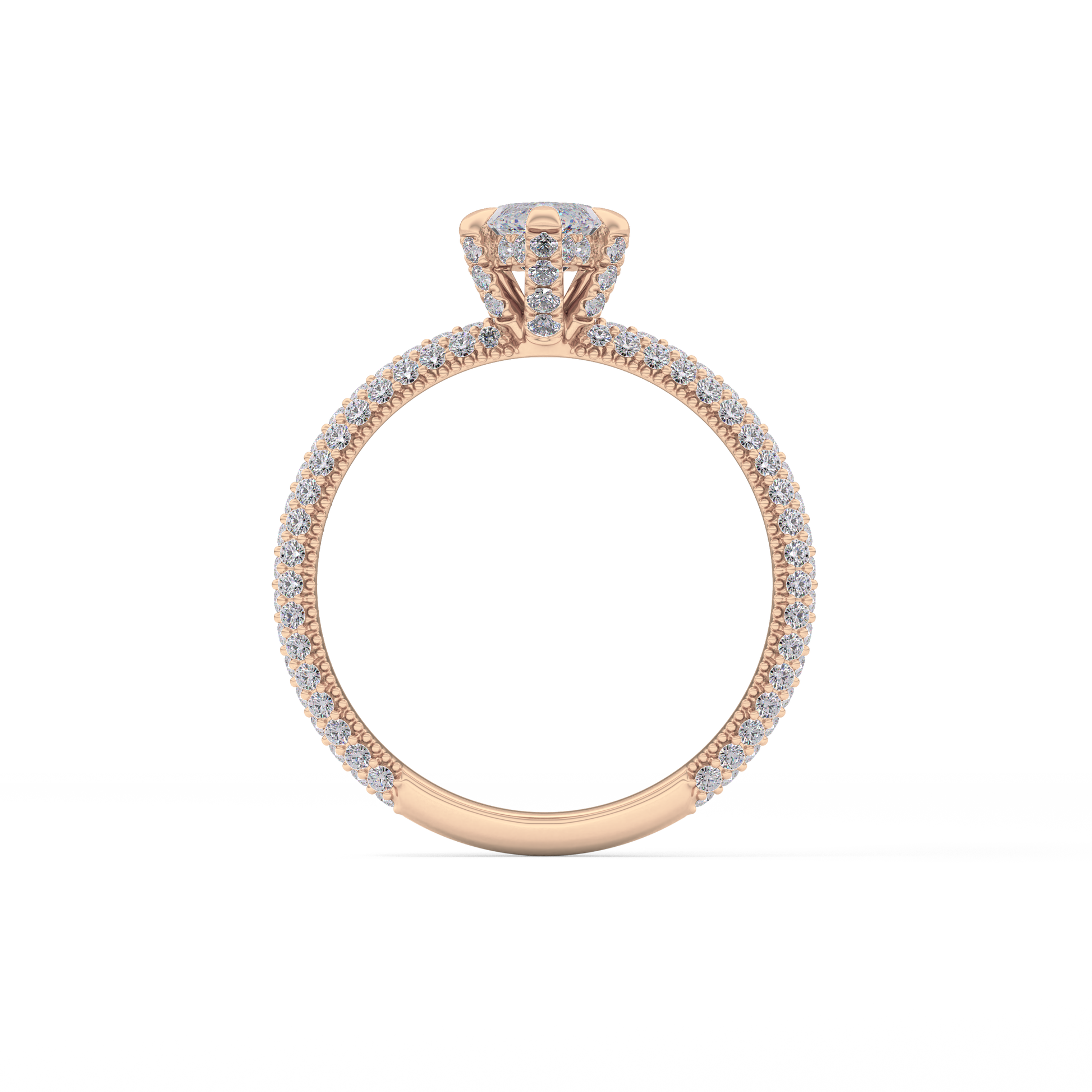 Marquise Cut 0.82 Carat Moissanite Ring – Hidden Halo and Pave Setting in Gold